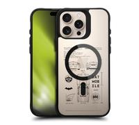Head Case Designs Officially Licensed Batman DC Comics Batmobile Logos and Comics Black Shockproof Bumper Case [Military Grade] Compatible with Apple iPhone 16 Pro Max and Compatible with MagSafe