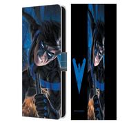 Head Case Designs Officially Licensed Batman DC Comics Blue Logo Suit #60 2019 Nightwing Leather Wallet Case Compatible With Samsung Galaxy S25 FE