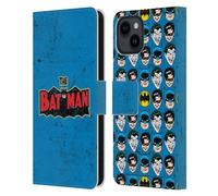 Head Case Designs Officially Licensed Batman DC Comics Distressed Logo Vintage Fashion Leather Wallet Case Compatible With Apple iPhone 15