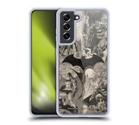 Head Case Designs Officially Licensed Batman DC Comics Logo Collage Distressed Hush Gel Case [Military Grade Protection] Compatible with Samsung Galaxy S21 FE 5G and Compatible with MagSafe