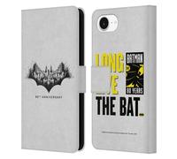 Head Case Designs Officially Licensed Batman DC Comics Logo Gotham 80th Anniversary Leather Wallet Case Compatible With Apple iPhone 16e