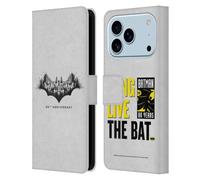 Head Case Designs Officially Licensed Batman DC Comics Logo Gotham 80th Anniversary Leather Wallet Case Compatible With Apple iPhone 17 Pro