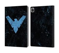 Head Case Designs Officially Licensed Batman DC Comics Logo Grunge Nightwing Leather Wallet Case Compatible With Apple iPad Pro 12.9 2020/2021/2022