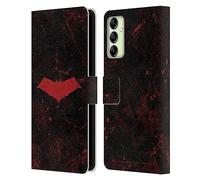 Head Case Designs Officially Licensed Batman DC Comics Logo Grunge Red Hood Leather Wallet Case Compatible With Samsung Galaxy A14 5G