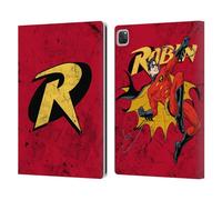 Head Case Designs Officially Licensed Batman DC Comics Logo Grunge Robin Leather Wallet Case Compatible With Apple iPad Pro 13 M4 2024