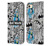 Head Case Designs Officially Licensed Batman DC Comics Patterns Vintage Fashion Leather Wallet Case Compatible With Apple iPhone 7/8 / SE 2020 & 2022