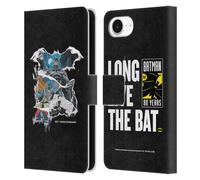 Head Case Designs Officially Licensed Batman DC Comics Ripped Paper Logo 80th Anniversary Leather Wallet Case Compatible With Apple iPhone 16e