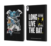 Head Case Designs Officially Licensed Batman DC Comics Ripped Paper Logo 80th Anniversary Leather Wallet Case Compatible With Apple iPad Air 13 2024/2025