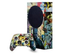 Head Case Designs Officially Licensed Batman DC Comics Torn Collage Logos And Comic Book Game Console Wrap and Game Controller Skin Bundle Compatible With Xbox Series S Console & Controller Bundle