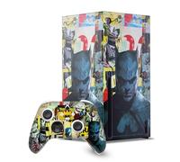 Head Case Designs Officially Licensed Batman DC Comics Torn Collage Logos And Comic Book Game Console Wrap and Game Controller Skin Bundle Compatible With Xbox Series X