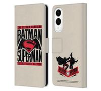 Head Case Designs Officially Licensed Batman V Superman: Dawn of Justice Typography Graphics Leather Wallet Case Compatible With Samsung Galaxy S25 Edge