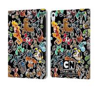 Head Case Designs Officially Licensed Ben 10: Animated Series Alien Pattern Graphics Leather Wallet Case Compatible With Apple iPad Air 13 2024/2025