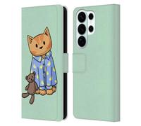 Head Case Designs Officially Licensed Beth Wilson Bedtime Pyjama Doodle Cats 2 Leather Wallet Case Compatible With Samsung Galaxy S26 Ultra