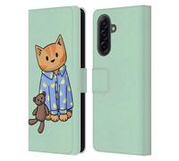 Head Case Designs Officially Licensed Beth Wilson Bedtime Pyjama Doodle Cats 2 Leather Wallet Case Compatible With Samsung Galaxy A17 4G / 5G