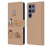 Head Case Designs Officially Licensed Beth Wilson Boxes Doodle Cats 2 Leather Wallet Case Compatible With Samsung Galaxy S25 Ultra