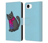 Head Case Designs Officially Licensed Beth Wilson Cold In A Scarf Doodlecats Leather Wallet Case Compatible With Apple iPhone 16e