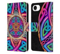 Head Case Designs Officially Licensed Beth Wilson Divine Rainbow Celtic Knots Leather Wallet Case Compatible With Apple iPhone 16e
