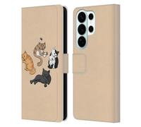Head Case Designs Officially Licensed Beth Wilson Washing Time Doodle Cats 2 Leather Wallet Case Compatible With Samsung Galaxy S26 Ultra