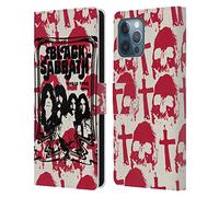 Head Case Designs Officially Licensed Black Sabbath Skull Cross World Tour Key Art Leather Wallet Case Compatible With Apple iPhone 12 Pro Max