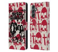 Head Case Designs Officially Licensed Black Sabbath Skull Cross World Tour Key Art Leather Wallet Case Compatible With Samsung Galaxy A25 5G