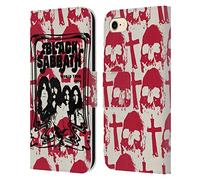 Head Case Designs Officially Licensed Black Sabbath Skull Cross World Tour Key Art Leather Wallet Case Compatible With Apple iPhone 7/8 / SE 2020 & 2022