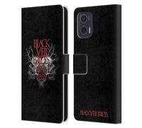 Head Case Designs Officially Licensed Black Veil Brides Skull Branches Band Art Leather Book Wallet Case Cover Compatible With Motorola Moto G73 5G