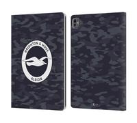 Head Case Designs Officially Licensed Brighton & Hove Albion F.C Black Camou Logo Leather Wallet Case Compatible With Apple iPad Pro 13 M4 2024