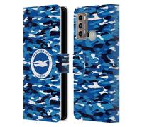 Head Case Designs Officially Licensed Brighton & Hove Albion F.C Camou Logo Leather Wallet Case Compatible With Moto G60 / Moto G40 Fusion