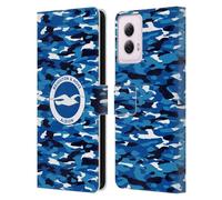 Head Case Designs Officially Licensed Brighton & Hove Albion F.C Camou Logo Leather Wallet Case Compatible With Motorola Moto G Power (2024)