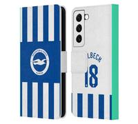 Head Case Designs Officially Licensed Brighton & Hove Albion F.C Danny Welbeck 2025/26 Players Home Kit Leather Wallet Case Compatible With Samsung Galaxy S22 5G