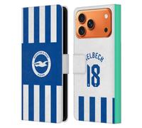 Head Case Designs Officially Licensed Brighton & Hove Albion F.C Danny Welbeck 2025/26 Players Home Kit Leather Wallet Case Compatible With Apple iPhone 17 Pro Max