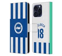Head Case Designs Officially Licensed Brighton & Hove Albion F.C Danny Welbeck 2025/26 Players Home Kit Leather Wallet Case Compatible With Apple iPhone 16 Pro Max
