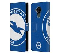 Head Case Designs Officially Licensed Brighton & Hove Albion F.C Oversized Logo Leather Wallet Case Compatible With Nokia C30