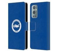 Head Case Designs Officially Licensed Brighton & Hove Albion F.C Plain Logo Leather Wallet Case Compatible With OnePlus 9