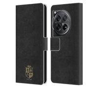 Head Case Designs Officially Licensed British and Irish Lions Black & Gold Badge Leather Wallet Case Compatible With OnePlus 12