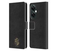 Head Case Designs Officially Licensed British and Irish Lions Black & Gold Badge Leather Wallet Case Compatible With OnePlus Nord N30