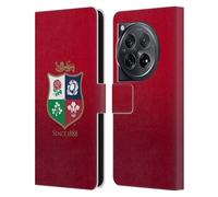 Head Case Designs Officially Licensed British and Irish Lions Gradient Badge Leather Wallet Case Compatible With OnePlus 12