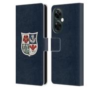 Head Case Designs Officially Licensed British and Irish Lions Heritage Blue Badge Leather Wallet Case Compatible With OnePlus Nord N30