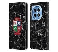 Head Case Designs Officially Licensed British and Irish Lions Marble Badge Leather Wallet Case Compatible With OnePlus 12R