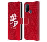 Head Case Designs Officially Licensed British and Irish Lions Patterns Badge Leather Wallet Case Compatible With OnePlus Nord N100