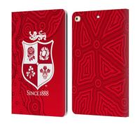 Head Case Designs Officially Licensed British and Irish Lions Patterns Badge Leather Wallet Case Compatible With Apple iPad 9.7 2017 / iPad 9.7 2018