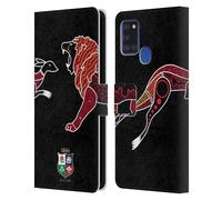 Head Case Designs Officially Licensed British and Irish Lions Wallaby VS Lion Badge Leather Wallet Case Compatible With Samsung Galaxy A21s (2020)