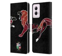 Head Case Designs Officially Licensed British and Irish Lions Wallaby VS Lion Badge Leather Wallet Case Compatible With Motorola Moto G Power (2024)