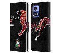 Head Case Designs Officially Licensed British and Irish Lions Wallaby VS Lion Badge Leather Wallet Case Compatible With Motorola Edge 30 Neo 5G
