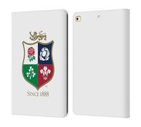 Head Case Designs Officially Licensed British and Irish Lions White Badge Leather Wallet Case Compatible With Apple iPad 9.7 2017 / iPad 9.7 2018