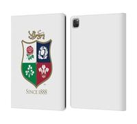 Head Case Designs Officially Licensed British and Irish Lions White Badge Leather Wallet Case Compatible With Apple iPad Pro 12.9 2020/2021/2022