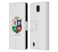 Head Case Designs Officially Licensed British and Irish Lions White Badge Leather Wallet Case Compatible With Nokia C01 Plus/C1 2nd Edition