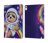 Head Case Designs Officially Licensed Carla Morrow Sloth Wearing A Space Suit Rainbow Animals Leather Wallet Case Compatible With Apple iPad Air 13 2024/2025