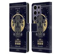 Head Case Designs Officially Licensed Cat Coquillette Bison Linear Leather Wallet Case Compatible with Samsung Galaxy S25 Ultra