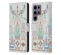 Head Case Designs Officially Licensed Cat Coquillette Brown Santa Fe Garden Linear Leather Wallet Case Compatible with Samsung Galaxy S25 Ultra